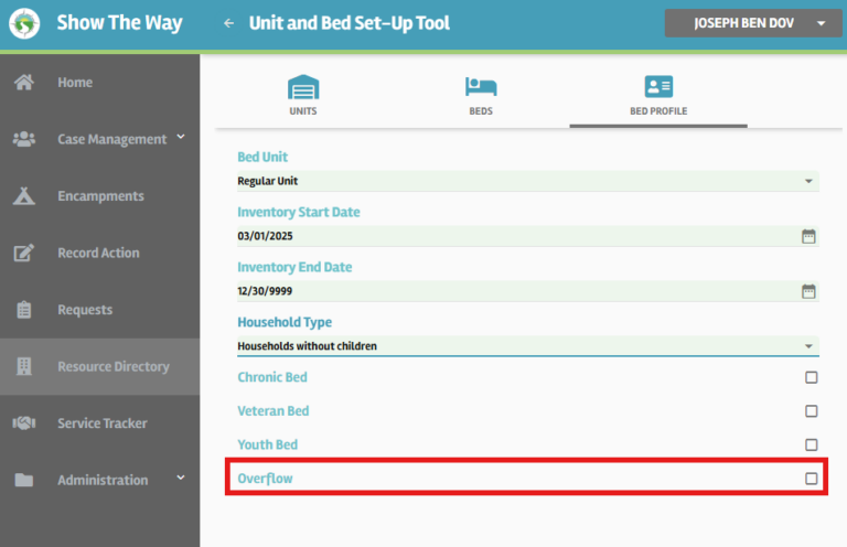 Overflow Bed Inventory Setup - Show The Way